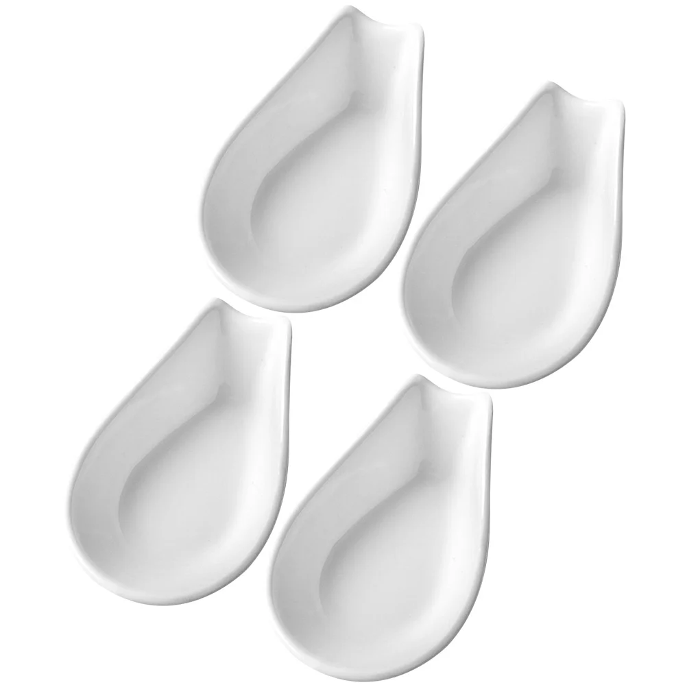 

4Pcs Countertop Stand Ceramic Spoon Rest Utensil Rest Chopstick Holder Spoon Rest for Decorate Support Home Kitchen