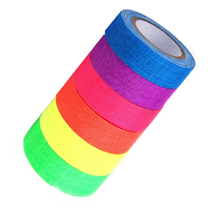 Красочные флуоресцентные тканевые ленты 6 рулонов набор лент Blacklight Reactives цветов