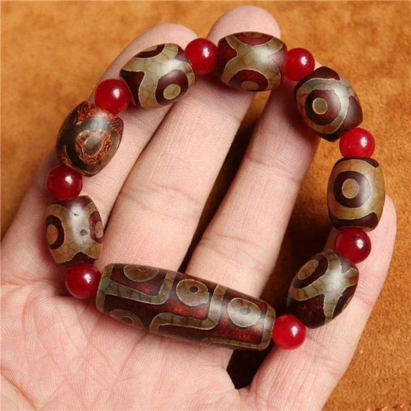Натуральный Тибетский браслет из натуральных бусин с тремя и девятью глазами