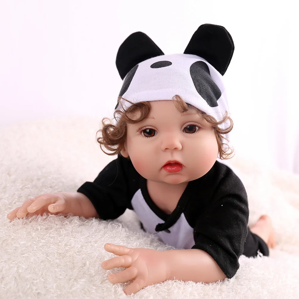 

Lifelike Silicone Viny Doll Baby Reborn 48cm Realistic Sleeping Babies Dolls With Lovely Panda Clothes Kids Playmate