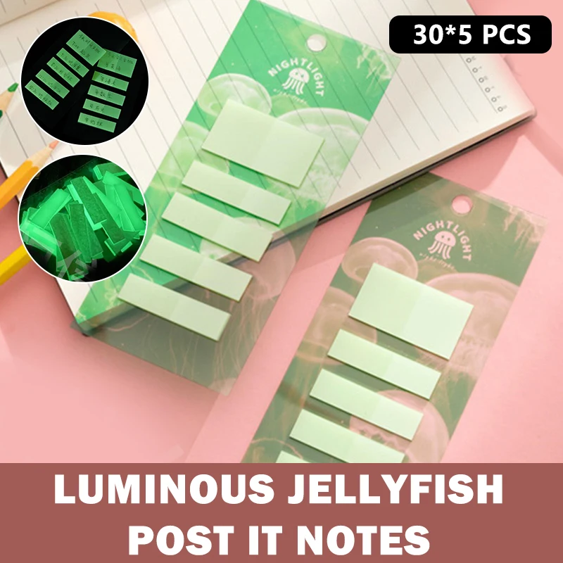 

150Sheets Fluorescent Luminous Fellyfish Paper Self Adhesive Memo Pad Sticky