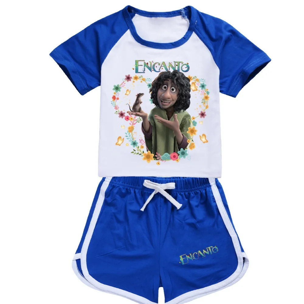 

Summer Children's Suit Boys Girls Short Sleeve Two-piece Sports Suit New movie Encanto Cotton Clothes Sets 1-15Y Tshirt