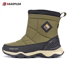 Men's Winter Shoes Plush Boots Platform Waterproof Leather Men Warm Snow Boots Non-Slip Men Walking Hiking Shoes Baasploa 2022