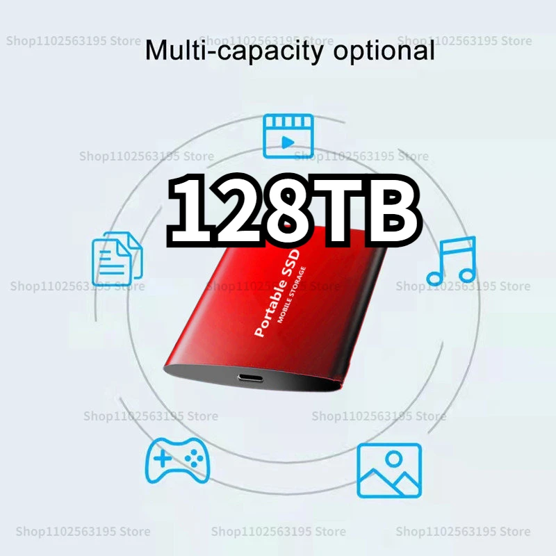 

External Storage Device Moblie Hard Drive 2TB High Speed Large Memory 128TB Hard Disk for Desktop Mobile Laptop Microcomputer