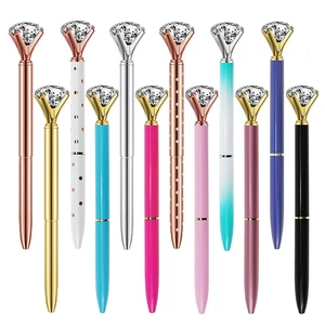 12Pcs Diamond Pens Cute Unique Metal Bling Crystal Diamond Pens With Black Ink Office Supplie Gifts Pens For Christmas