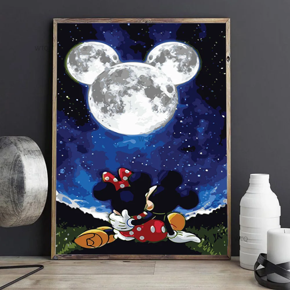 

Disney Art Mickey And Minnie Mouse Love Diy Painting By Numbers Handpaint Acrylic Wall Art Canvas Oil Painting For Kids Room