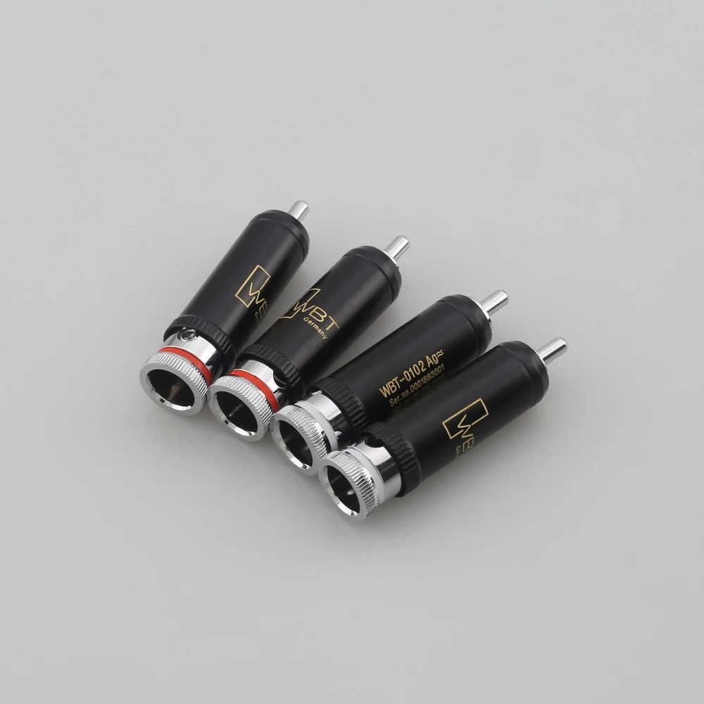 4pcs HIFI 0102AG Rhodium Plated rca plug for audio signal cable rca connector audio terminal RCA head
