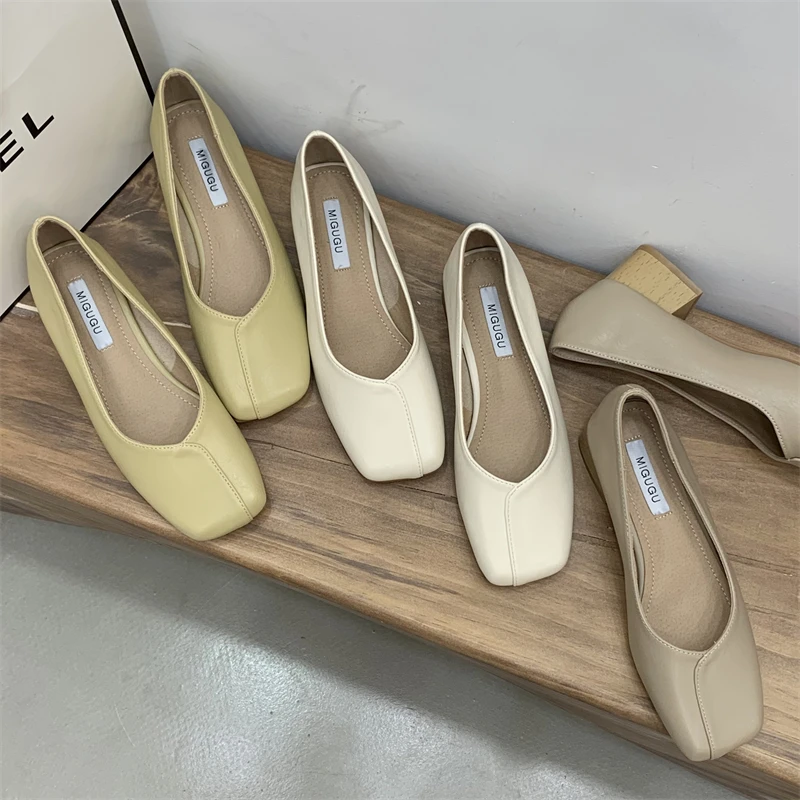 

Балетки женские на низком каблуке, брендовые лоферы, квадратный носок, без застежки, обувь на плоской подошве