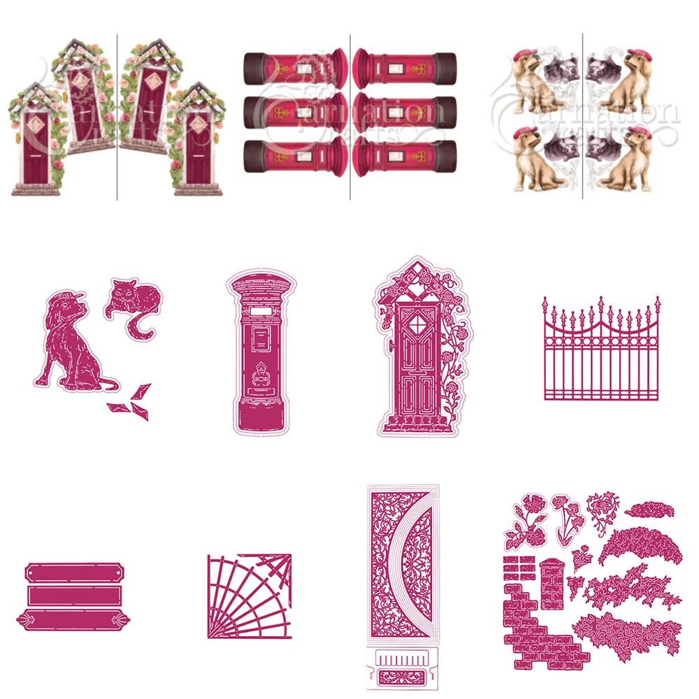 

2022 New Pillar Box Railings Trellis Street Metal Cutting Dies Diy Crafts Scrapbooking Greeting Card Decoration Embossing Molds