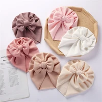 baby hat cute bows knot beanie floral bowknot headwrap newborn soft cotton solid color bonnet infants kids headwear
