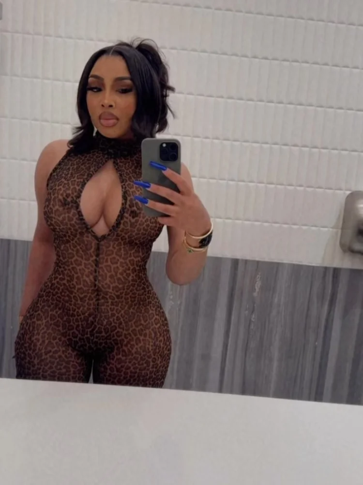 Сексуальный комбинезон без рукавов с леопардовым принтом и круглым вырезом