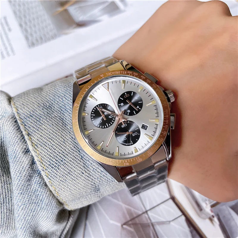 

Часы наручные мужские кварцевые Многофункциональные, Брендовые повседневные со стальным браслетом, с датой, rd19