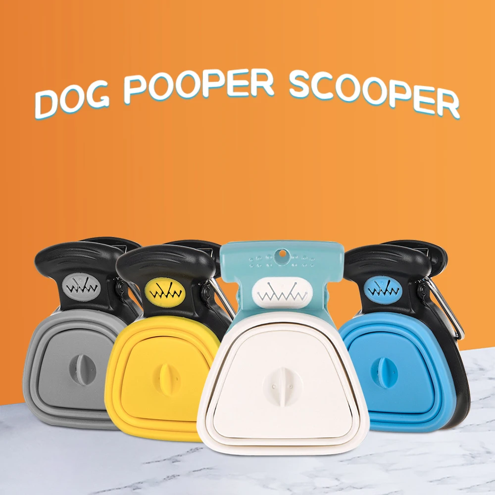 

Dog Pet Travel Foldable Pooper Scooper With 1 Roll Decomposable bags Poop Scoop Clean Pick Up Excreta Cleaning Tools