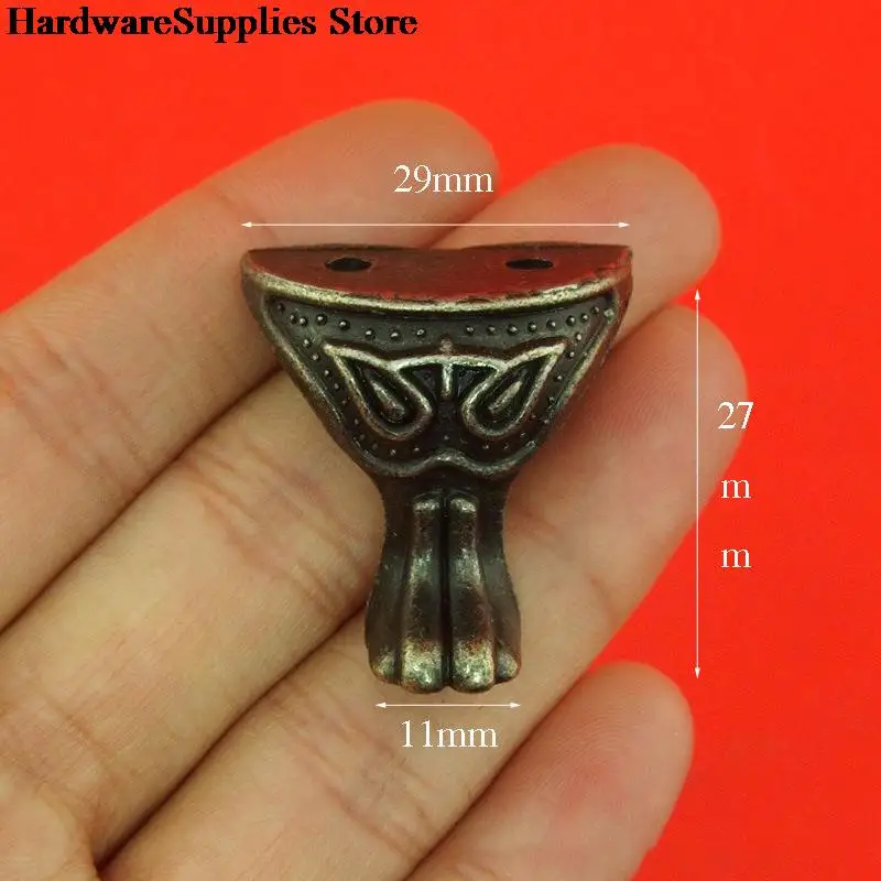 

4 шт. античный латунный сундук для ювелирных изделий, деревянная коробка для шкафа, Декоративные ножки, угловые ножки для мебели, защитная фу...