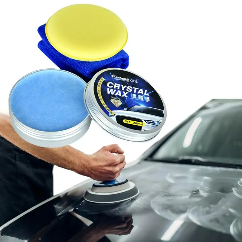 Clean Car Wax Hard Glossy Carnauba Wax Coating Care Car Scratches Fast Repair With Waxing Sponge And Towel