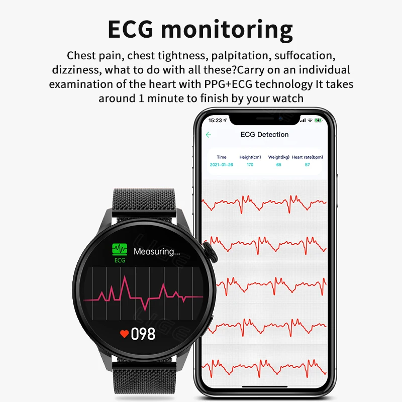 LIGE Новый 390 * HD Экран NFC Смарт-часы Мужчины Bluetooth Звонок Спорт GPS Трек Часы