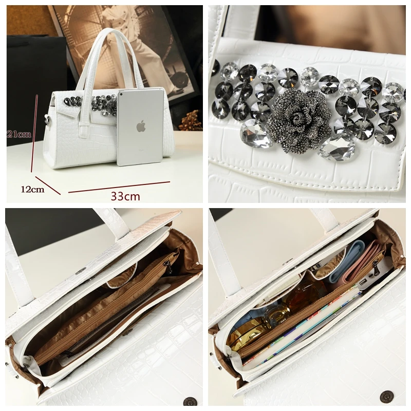 Модная женская сумка Boston 2024 с верхней ручкой и крокодиловым узором