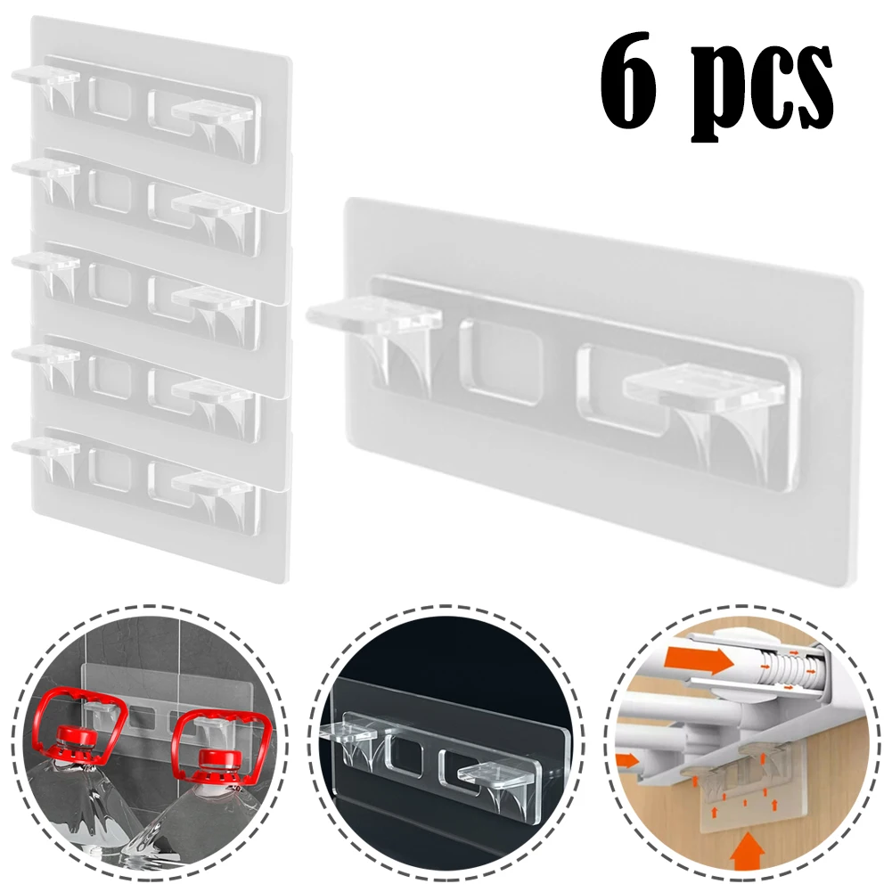 

6PCS Shelf Support Hooks Closet Cabinet Clip Adhesive Pegs Wall Hanger Punch-Free Support Bracket Furniture Hardware