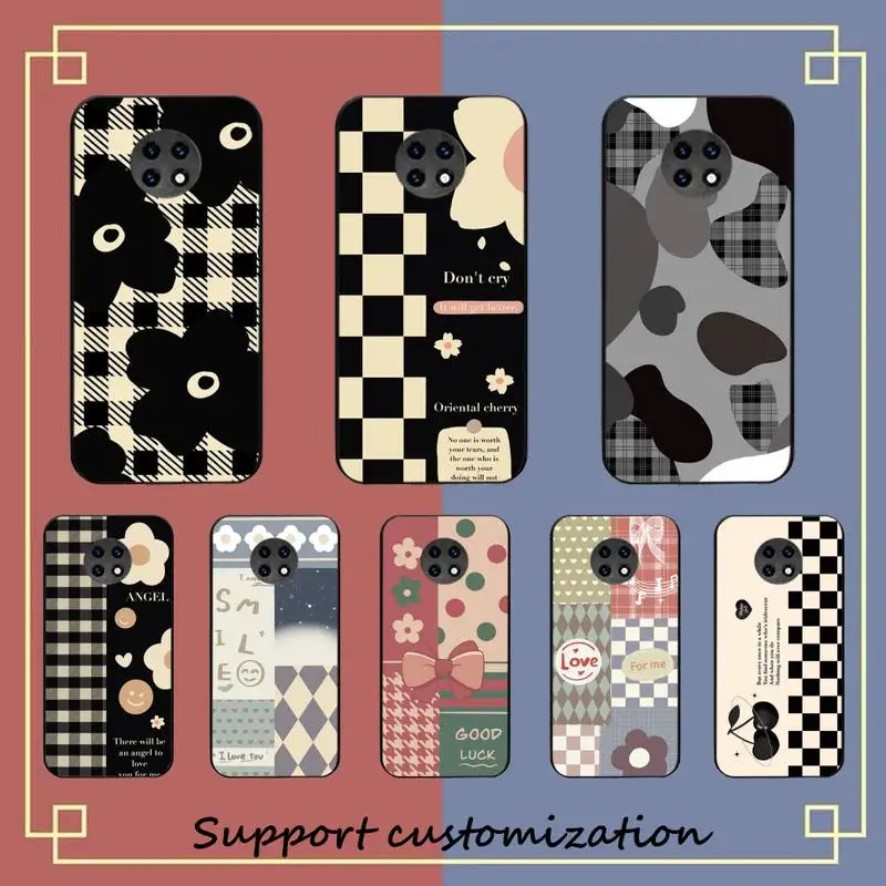 

Checkerboard Pattern Phone Case For Xiaomi Redmi Note 8A 7 5 Note8pro 8T 9Pro TPU Coque for note 6pro Funda Capa