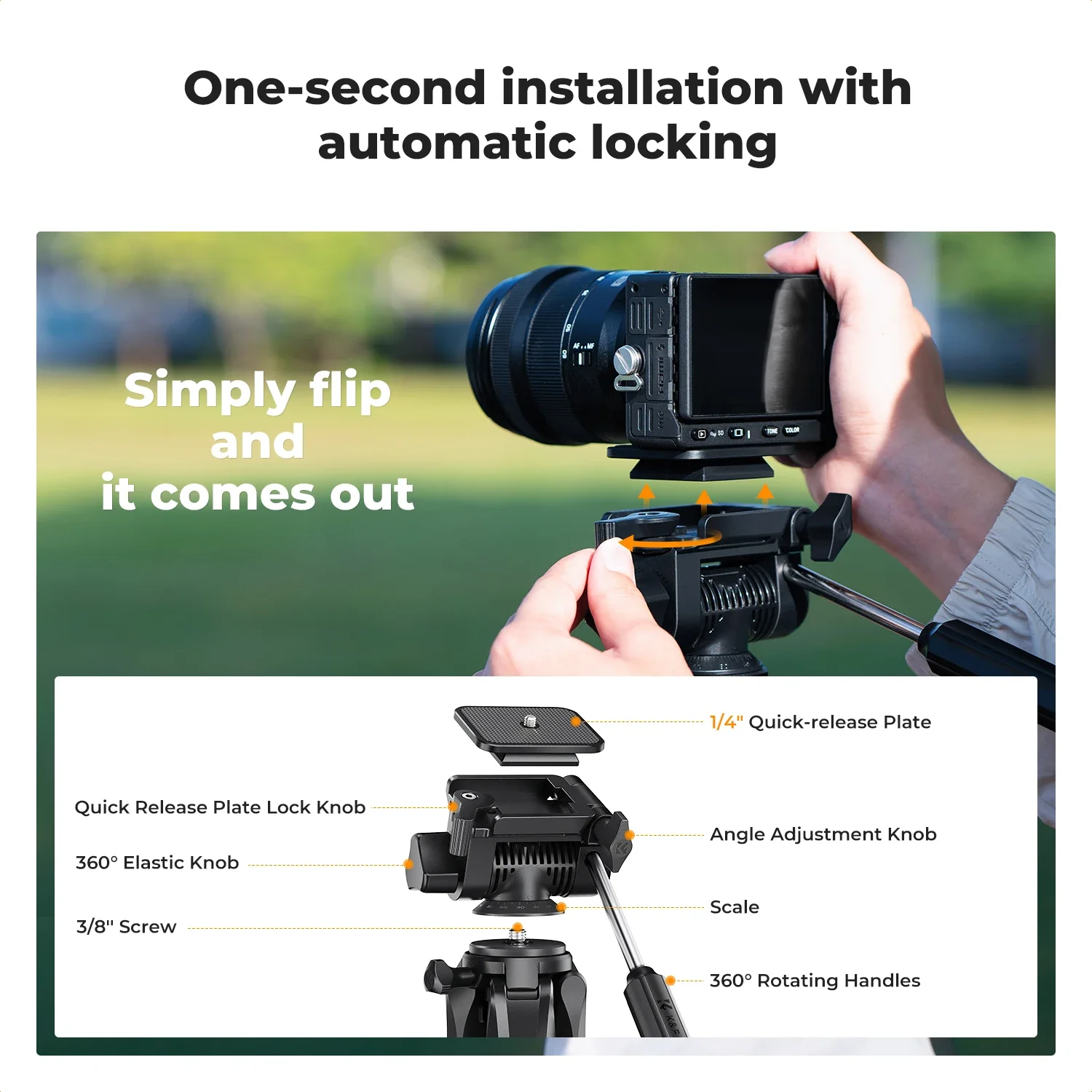 K&F CONCEPT Штатив для камеры 190 см, легкий портативный туристический штатив для DSLR, подставка для съемки видео на камеру и телефон (art.: 3920ceab1968f) - 3920ceab1968f