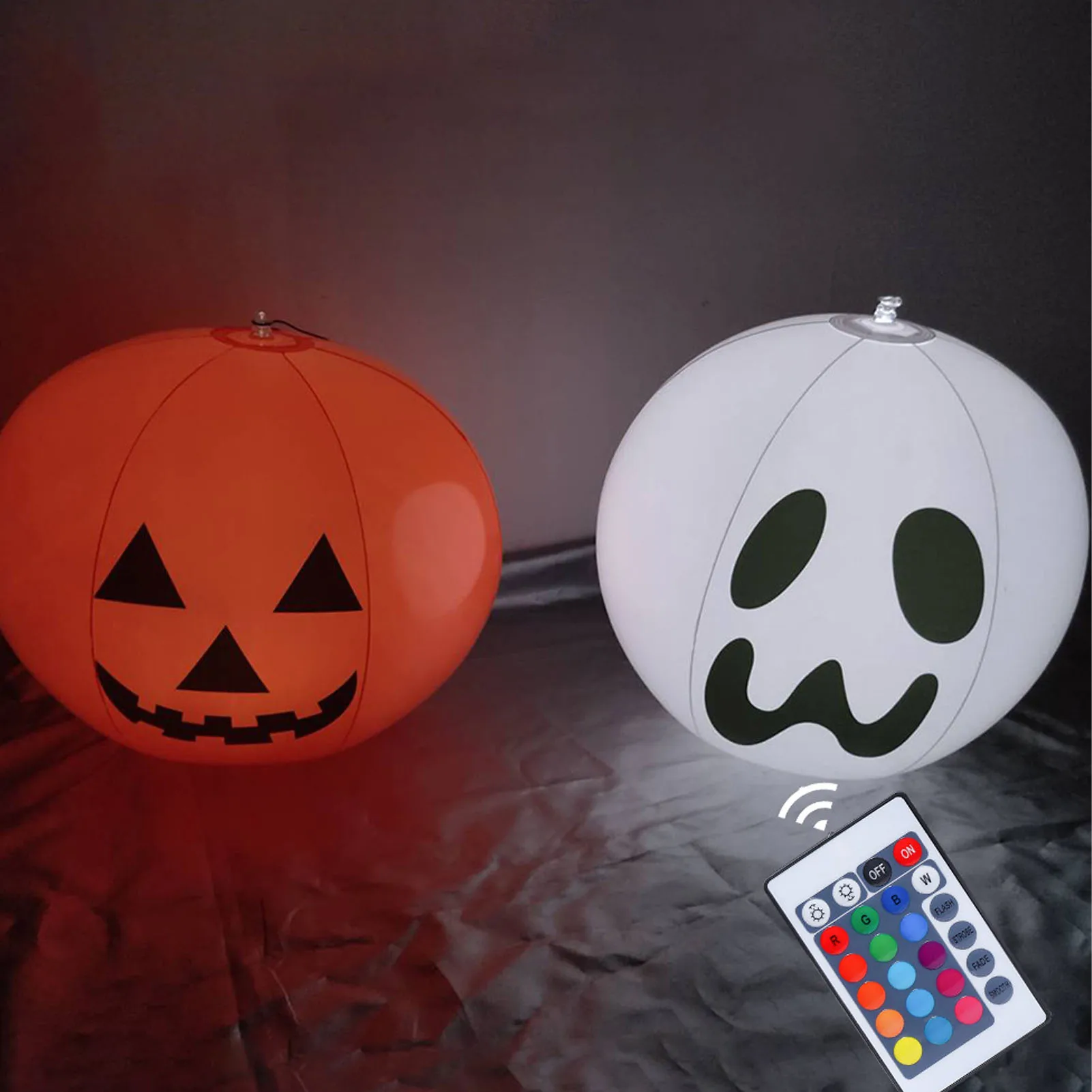 Halloween Pumpkin Light Colorful Waterproof Remote Control Inflatable Pumpkin Light Suitable For Garden Decoration