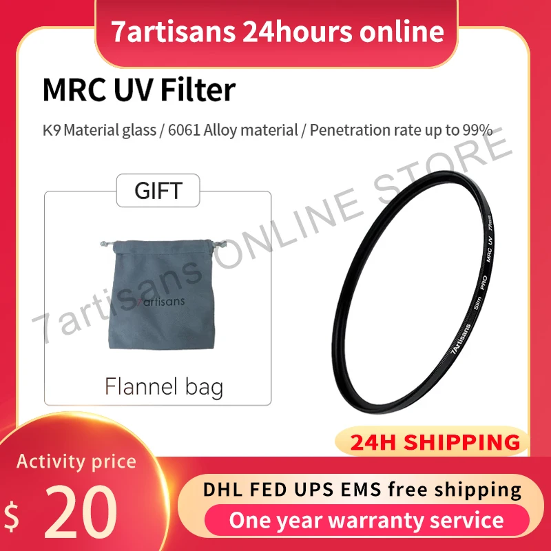 

7artisans 7artisans 46-82 мм MRC ультратонкий 18-слойный многослойный УФ-защитный фильтр водонепроницаемый для объектива камеры