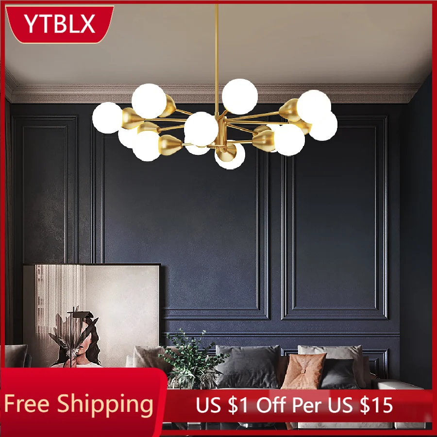 

Modern LED Chandelier Lighting for Living Room Dining Room Bedroom Kitchen Glass Ball Chandelier Indoor Lobby Home Decoration