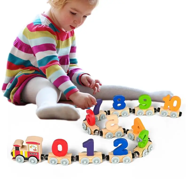 

Деревянный магнитный поезд с цифрами, деревянные Магнитные Детские обучающие игрушки, подарки, поезд на рельсах, игрушки для мальчиков, детский подарок на день рождения