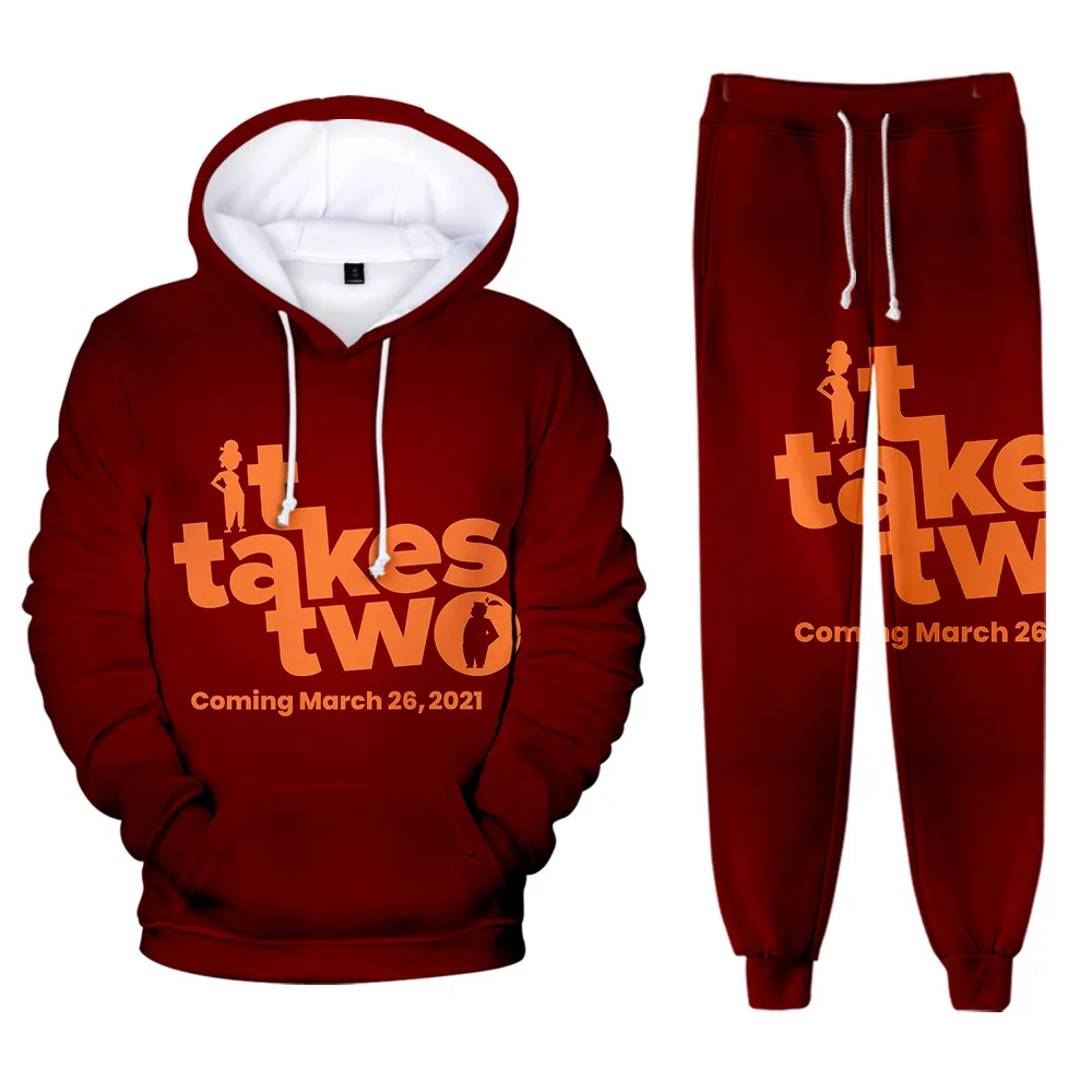 

Harajuku Popular Trendy It Takes Two 3D Print Sweatshirt Sweatpants 2 Piece Set Hoodies+ Trousers Suit Comfortable Suit Clothes