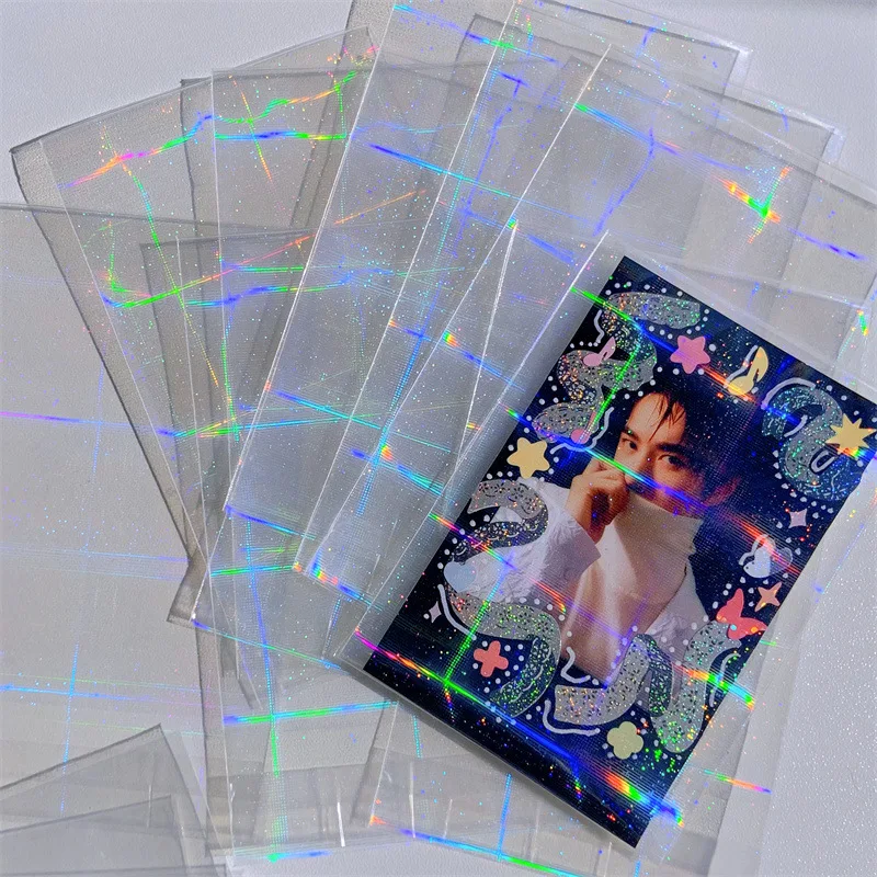 

Glass Laser Flashing Card Film Holographic Idol KPOP Photo Card Sleeves YGO Ultra Super Card Protector rangement