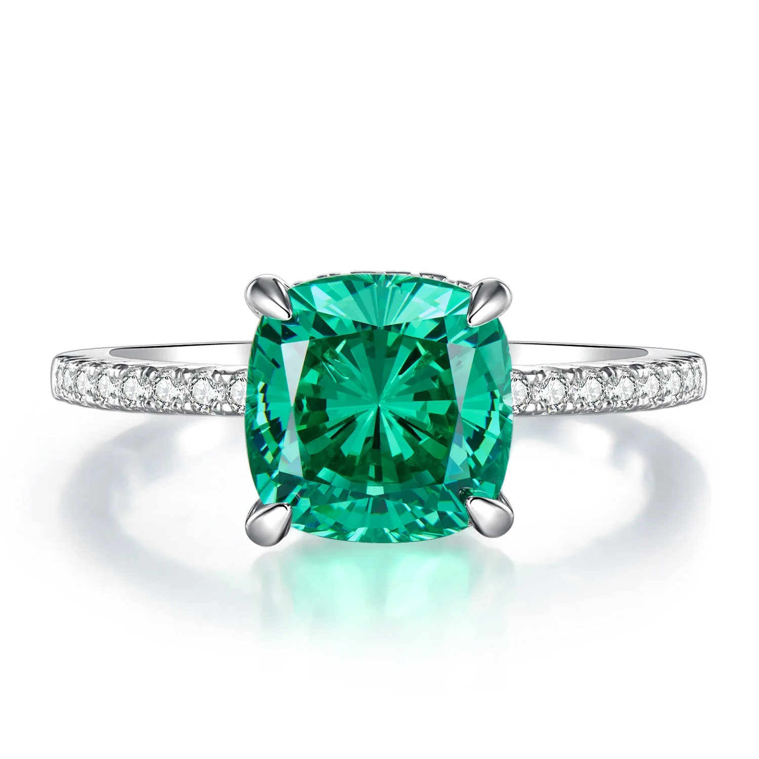 

2022 Новый S925 Серебряный Высокоуглеродистый бриллиант 9*9 pala зеленый популярный микро набор женское кольцо
