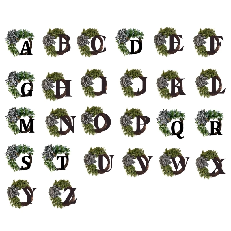 

26 English Letters Front Door Wreath Front Door Decorative Charm Crafts for Indoor Outdoor Garden Yard Party Decoration