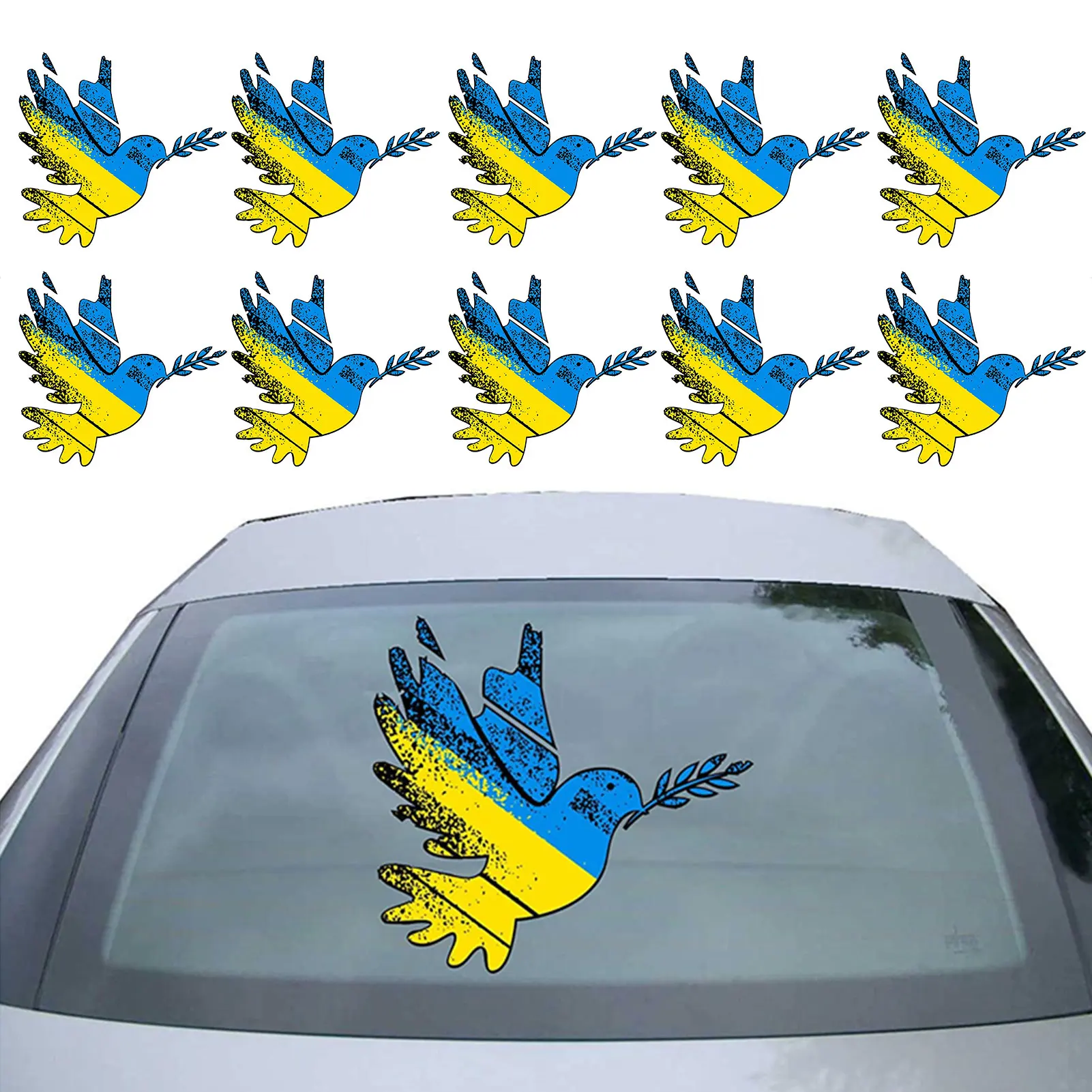

Dove Peace PVC Sticker Waterproof Stickers Peace Symbol Dove With Olive Ukraine Flag Yellow Blue Decal For Laptop Helmet Water