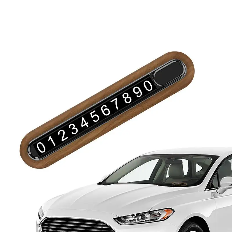

Temporary Parking Plate Walnut Phone Number Plate Temporary Parking Card Hidding Parking Card Car Decoration Gift