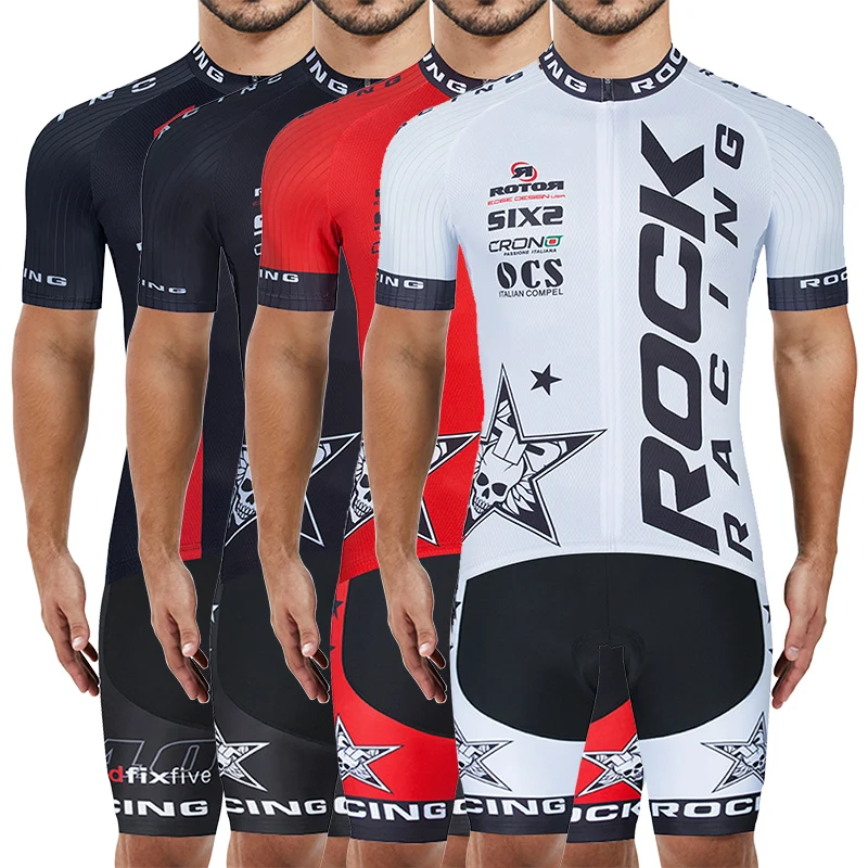 

Комплект из футболки и брюк для езды на велосипеде Rock Racing, велосипедная одежда, летняя униформа для шоссейного велосипеда, футболка для езды на горном велосипеде, мужской короткий нагрудник, одежда для езды на велосипеде