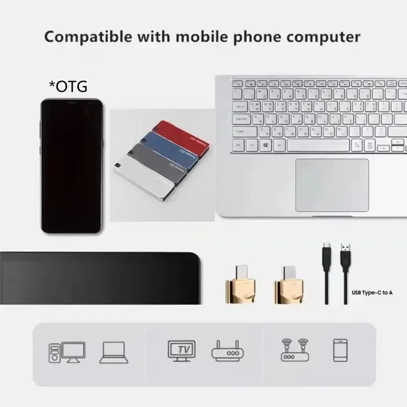 Портативный внешний SSD 1 ТБ USB Type C 3 500 ГБ 2 4 8 твердотельный накопитель мобильный