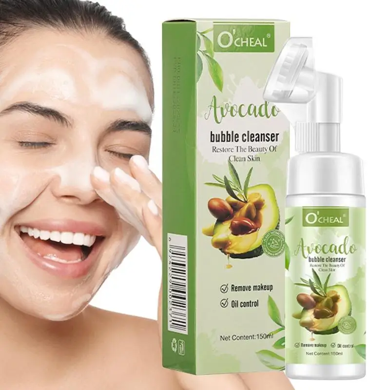 

Foam Face Cleanser Avocado Face Wash Foaming Cleanser 150ml Oil Free Hydrating Face Cleaner Makeup Remover For Dry Normal