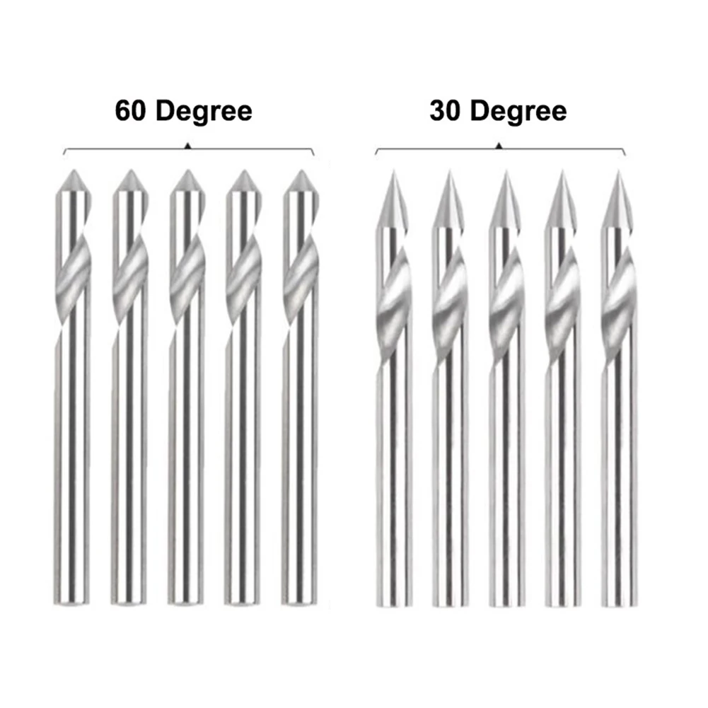 

10pcs CNC Router Bits 1/8" Round Shank Milling Cutter 30/60 Degree 0.1mm Tips V Groove Router Bit Power Tool Accessories