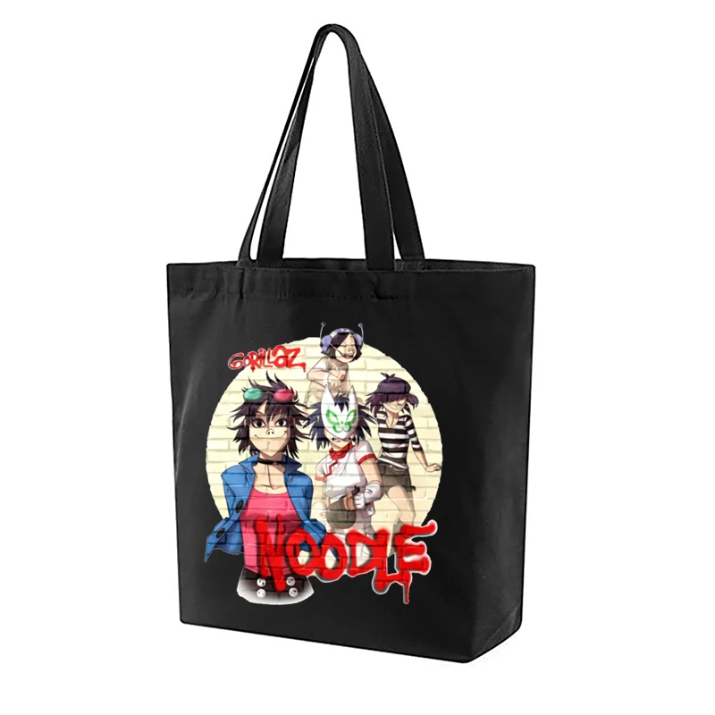 

Сумка для супермаркета Gorillaz для женщин/мужчин, с принтом, для ежедневного использования, вместительные сумки, Черная
