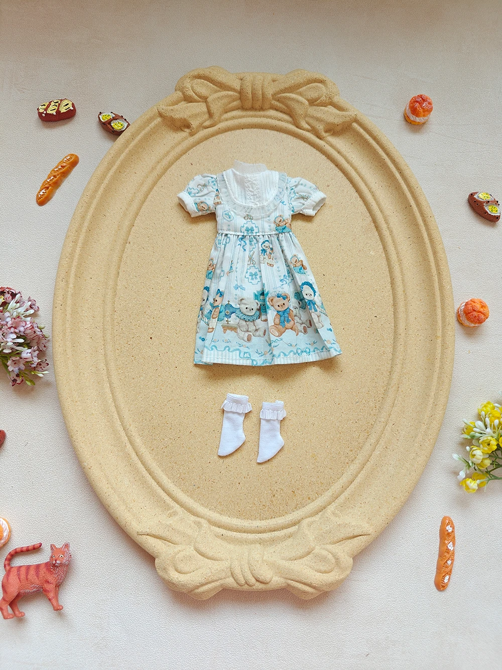 Одежда для куклы Блайт новое классическое платье ручной работы с милым медведем