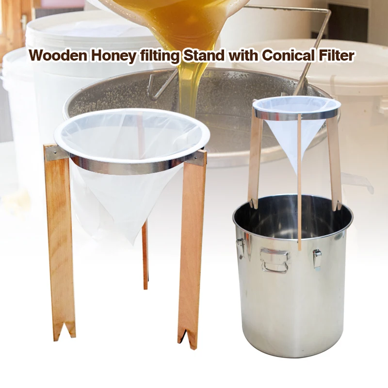 

Wooden Honey Filtering Stand with Conical Filter Beekeeping Honey Processing Beehive Equipment Beekeeper Supplies Bee Tools