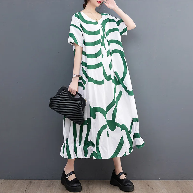 

Casual Long Striped Cotton Dress Summer Women Long Sleeve Maxi Dresses Laides Office Dresses Loose Sundress Robe Longue