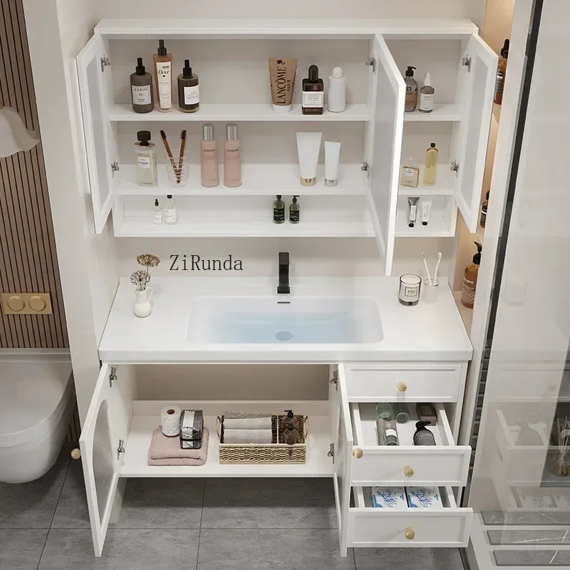 Зеркальный шкаф для ванной комнаты встроенная раковина из шиферной керамики