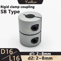 1pcs d16l16 sb series rigid clamp coupling d16l16 bore 233 174566 358mm aluminium drive shaft cnc jaw shaft motor coupler