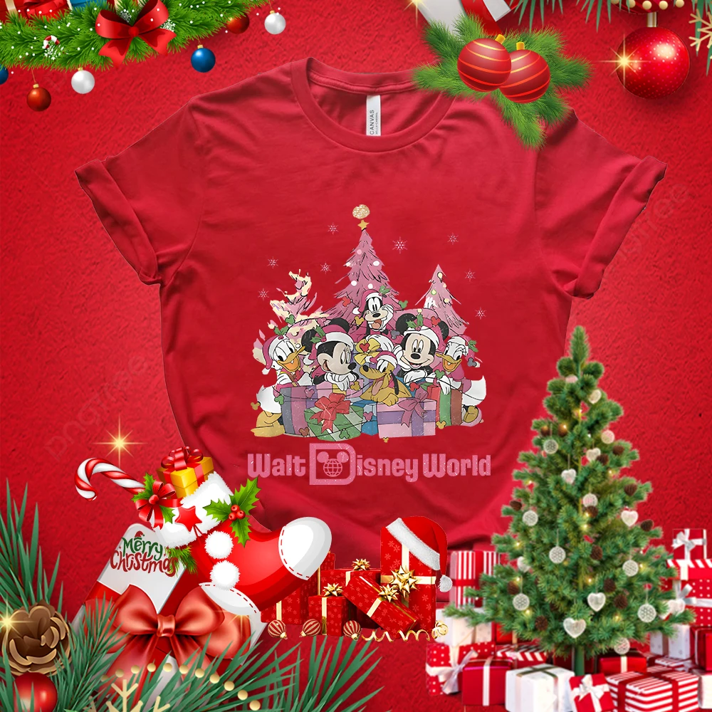 Женская рождественская футболка с принтом Микки Мауса Дональда Дака Диснея