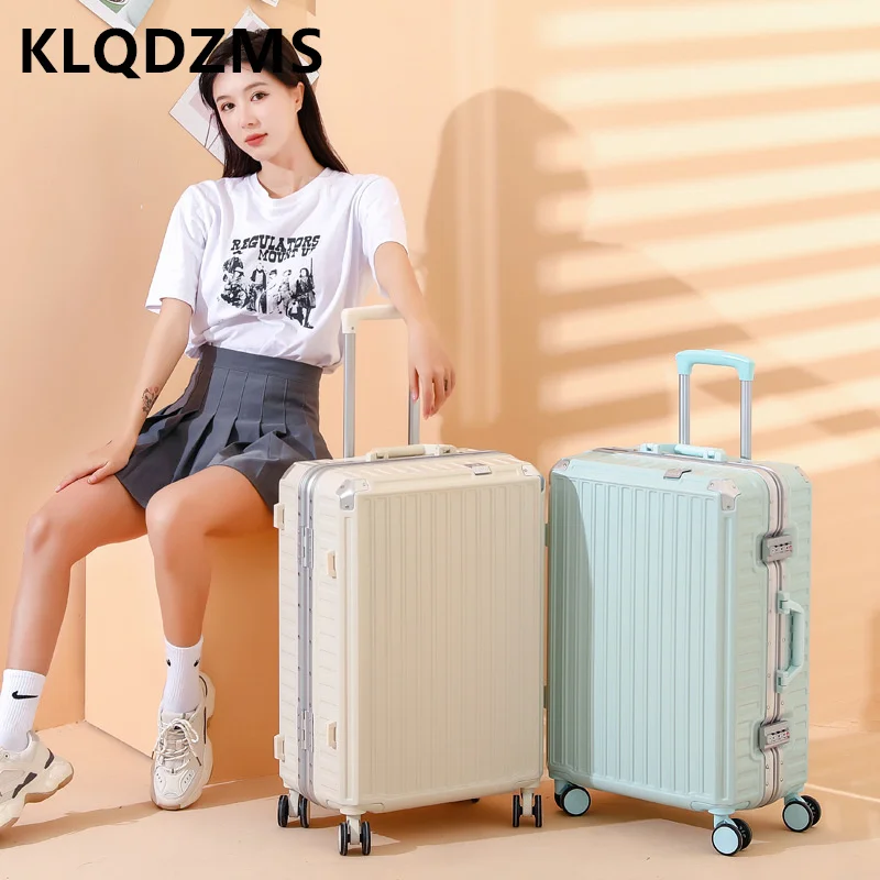 KLQDZMS New Trolley Suitcase Women's Large-capacity Storage Luggage Strong and Durable Aluminum Frame Travel Boarding Box