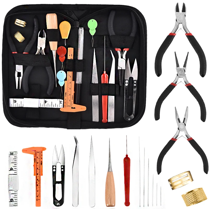 

DIY Jewelry Making Complete Kit Pliers Set Round Nose Plier Side Cutting Pliers Wire Cutter Beading Tweezer Accessories Tool Set