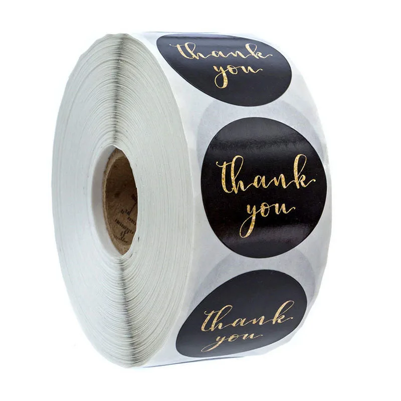 

50-500pcs Black Bronzing Thank You Baking Sticker Label Business Gift Packaging Stationery Handcraft Decoration Seal Decoration