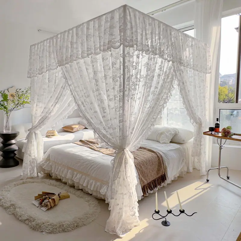 

Белая кружевная москитная сетка для кровати