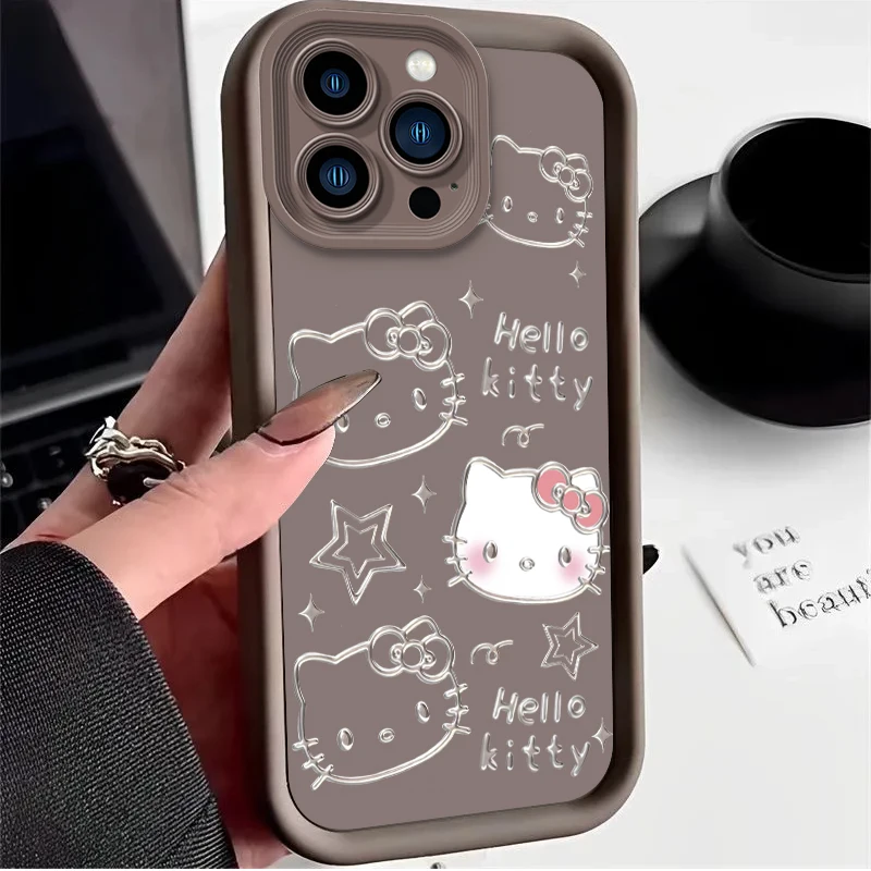 Чехол Hello Kitty для iPhone 16 15 14 13 12 11 Pro Max XS X XR 8 7 6S 6 Plus SE 2020 жидкая мягкая силиконовая